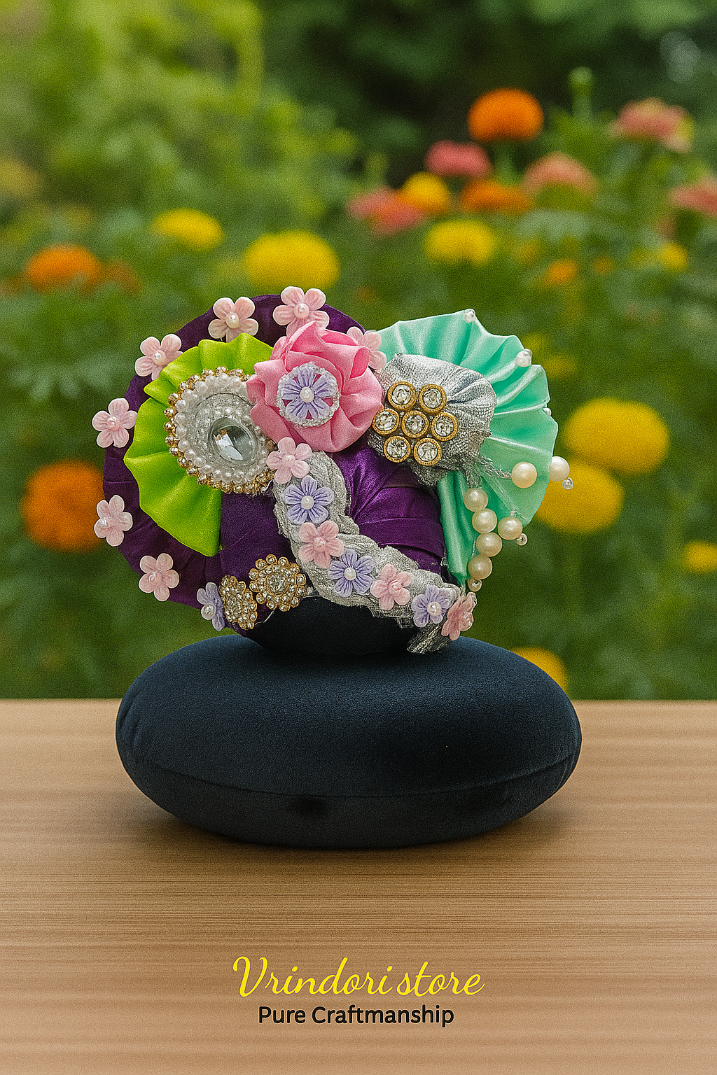 Floral Pastel Designer Mukut – Premium Deity Crown