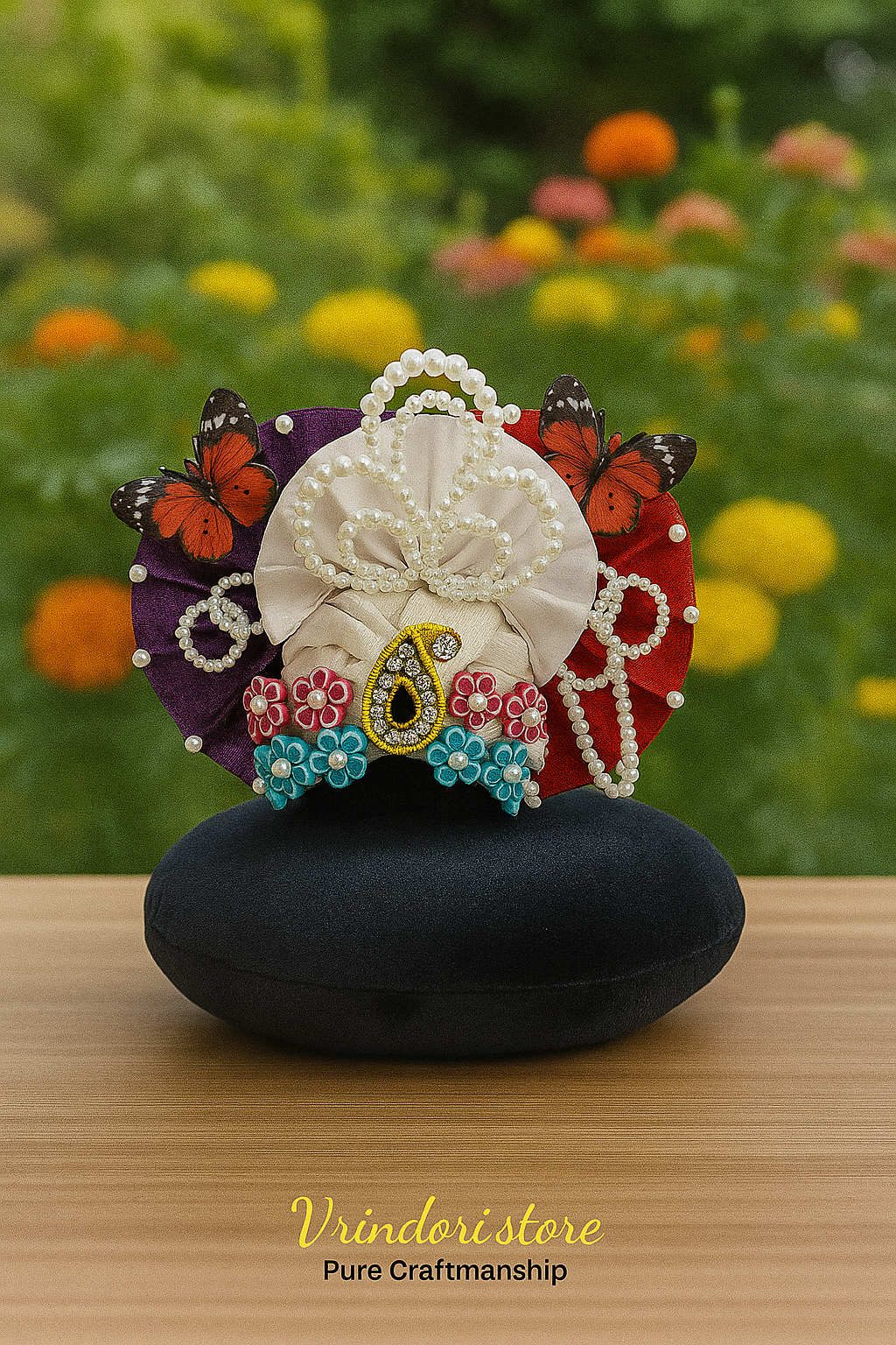 Butterfly Theme Multicolor Mukut – Premium Deity Crown