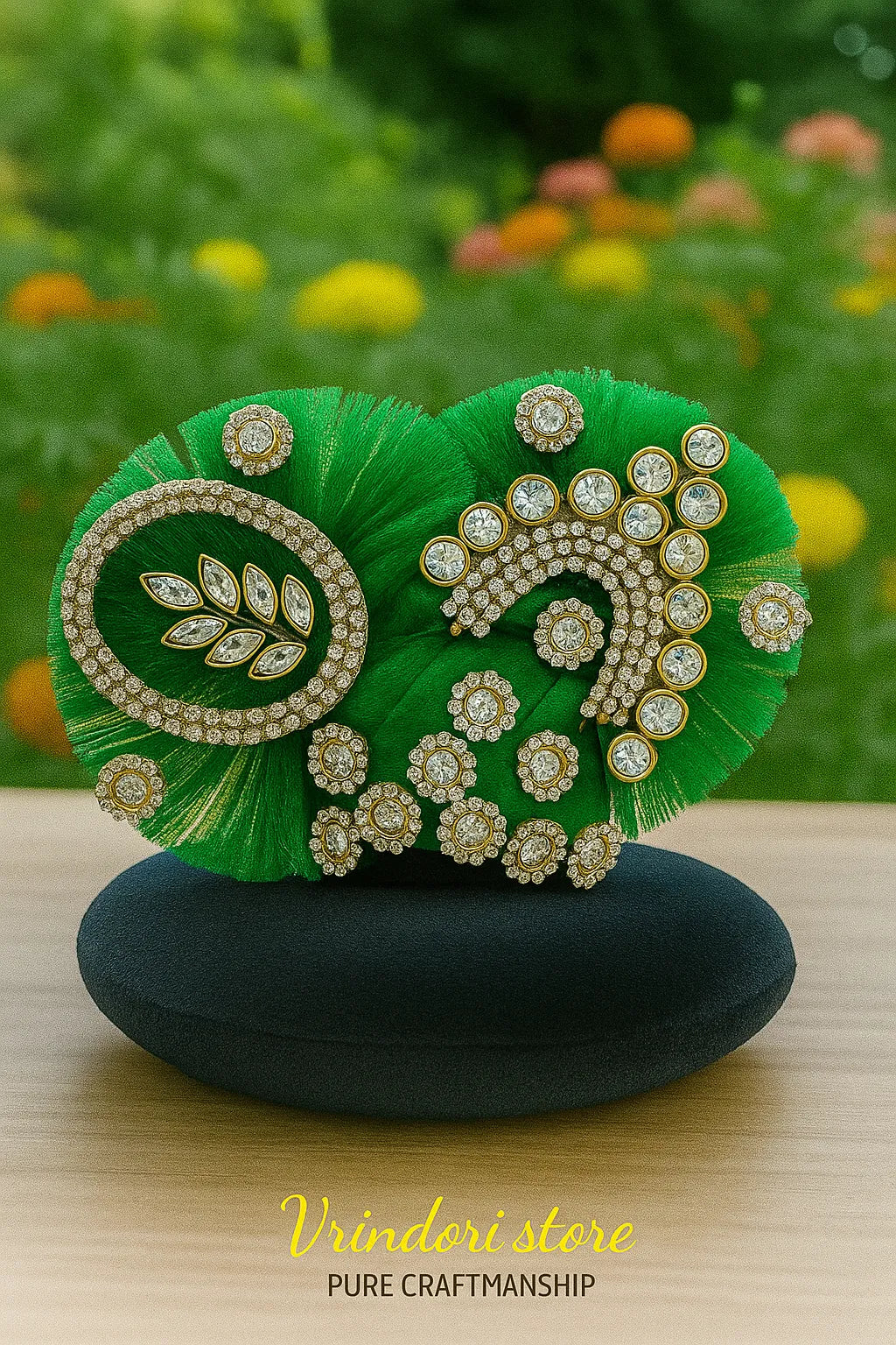 Emerald Green Luxury Diamond Mukut