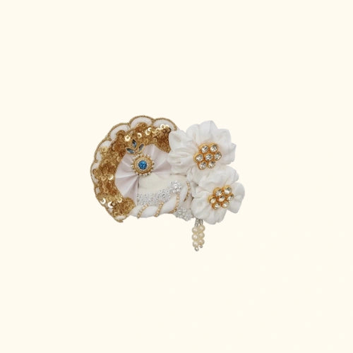 White & Gold Floral Mukut