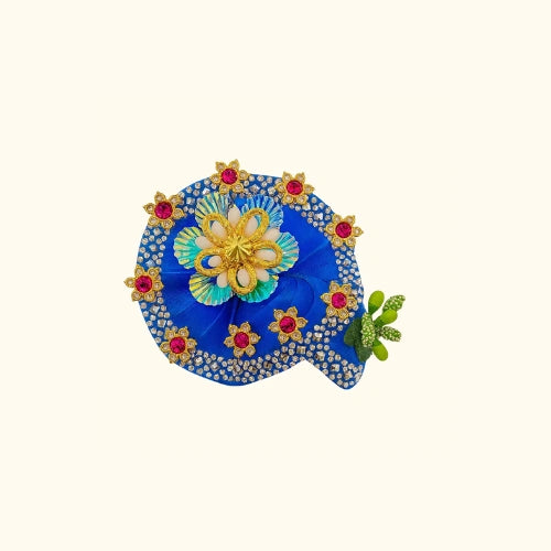 Royal Blue Pearl Crystal Mukut
