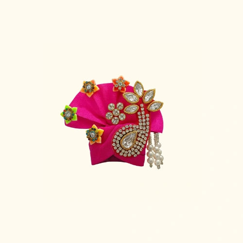 Pink Paisley Stone-Studded Mukut