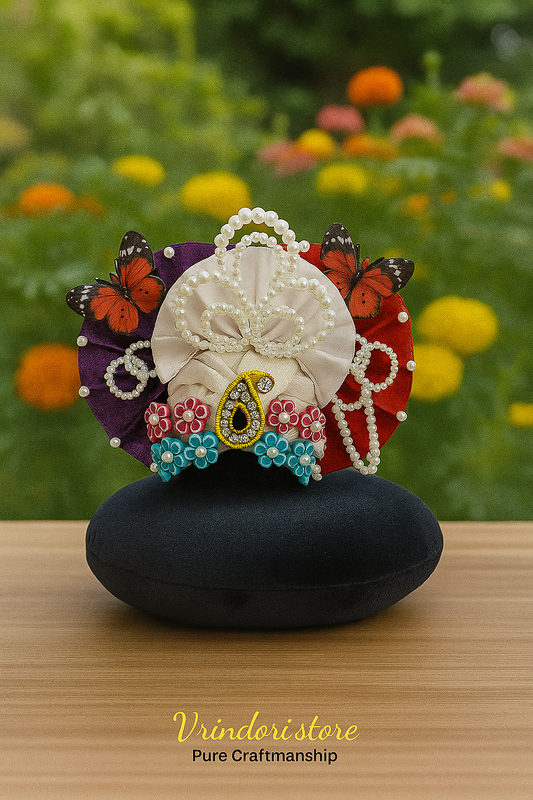 Butterfly Theme Multicolor Mukut – Premium Deity Crown