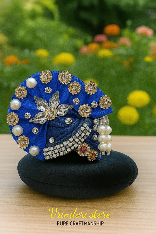 Royal Blue Luxury Diamond Mukut